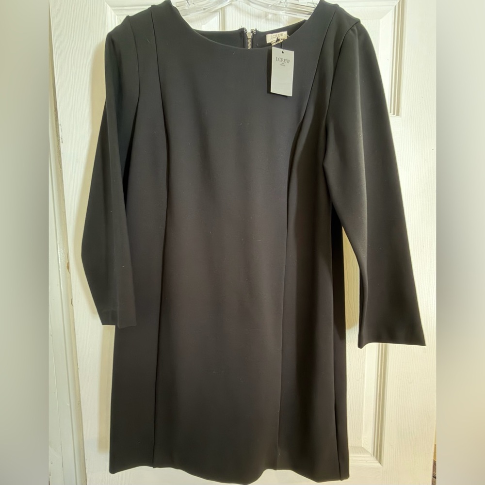 J. Crew Black Women's Dress Round neck, 3/4 Sleeve, Back Zipper.